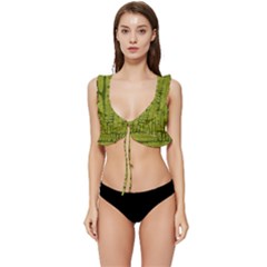 Fern Texture Nature Leaves Low Cut Ruffle Edge Bikini Top by Posterlux