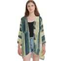 Texture Abstract Buildings Open Front 3/4 Sleeve Batwing Chiffon Cardigan Kimono View1