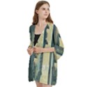 Texture Abstract Buildings Open Front 3/4 Sleeve Batwing Chiffon Cardigan Kimono View2