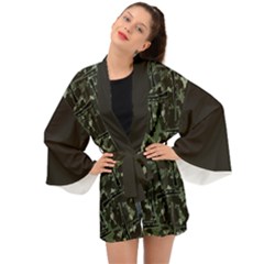 Precision Pursuit: Hunting Motif Camouflage Pattern Long Sleeve Kimono by dflcprintsclothing