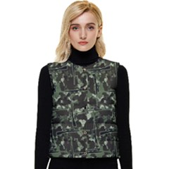 Precision Pursuit: Hunting Motif Camouflage Pattern Women s Button Up Puffer Vest by dflcprintsclothing