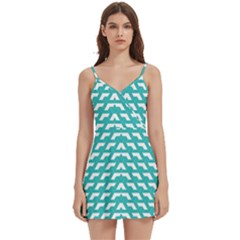 Background Pattern Colored Body Wrap Sleeveless V-neck Mini Dress by anzea