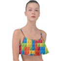 Lego Bricks, Colorful Dots Background Frill Bikini Top View1