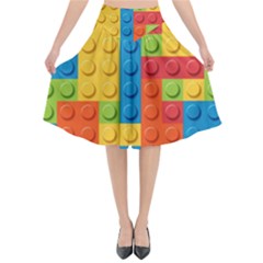 Lego Bricks, Colorful Dots Background Flared Midi Skirt by kyorashop23