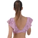 Pink Retro Texture With Circles, Retro Circles Background, Plunge Frill Sleeve Bikini Top View2