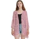 Pink Retro Texture With Circles, Retro Circles Background, Open Front 3/4 Sleeve Batwing Chiffon Cardigan Kimono View1