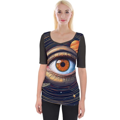 Eye Of The Universe (ai) Wide Neckline T-shirt by dflcprintsclothing