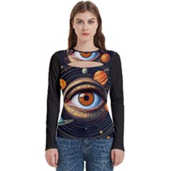 Eye Of The Universe (ai) Women s Cut Out Long Sleeve T-shirt by dflcprintsclothing