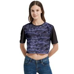 Aliens Entrails – Dark Blue Print Pattern Design Women s Round Neck Short Sleeve Crop Top by dflcprintsclothing