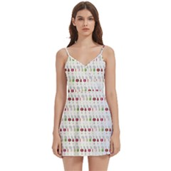 Wine Glass Pattern Body Wrap Sleeveless V-neck Mini Dress by anzea