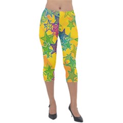 Star Homepage Abstract Lightweight Velour Capri Leggings  by anzea