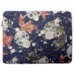 Japanese Wave Koi Illustration Pattern 17  Vertical Laptop Sleeve Case With Pocket by Ndabl3x