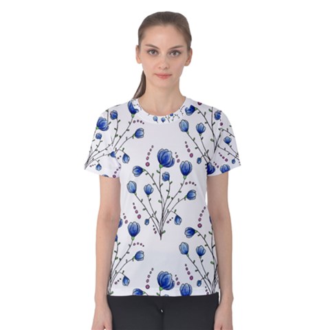 Flowers Seamless Pattern Victorian Women s Cotton T-shirt by Maspions