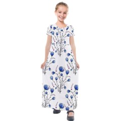 Flowers Seamless Pattern Victorian Kids  Short Sleeve Maxi Dress by Maspions