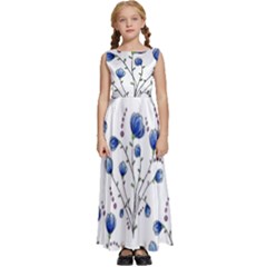 Flowers Seamless Pattern Victorian Kids  Satin Sleeveless Maxi Dress by Maspions