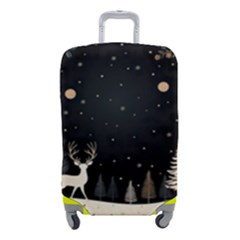 Christmas Winter Xmas Scene Nature Forest Tree Moon Luggage Cover (small) by Apen