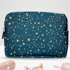 Star Golden Pattern Christmas Design White Gold Make Up Pouch (medium) by Apen