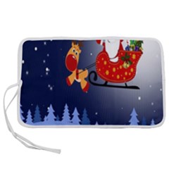 Deer Santa Claus Flying Trees Moon Night Merry Christmas Pen Storage Case (m) by anzea