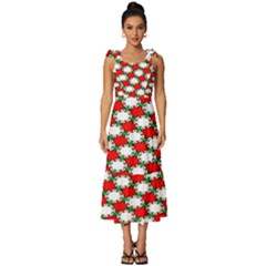 Christmas Star Red Green Tie-strap Tiered Midi Chiffon Dress by anzea