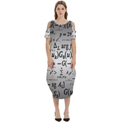 Math Formula Cold Shoulder Loose Fit Dress With Pockets by Bedest