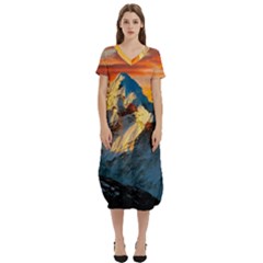 Himalaya Nature Mountain T-shirt Midi Dress With Pockets by Bedest