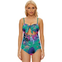 Planet Psychedelic Art Psicodelia Knot Front One-piece Swimsuit by Bedest