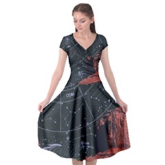 Astrology Surreal Surrealism Trippy Visual Art Cap Sleeve Wrap Front Dress by Bedest