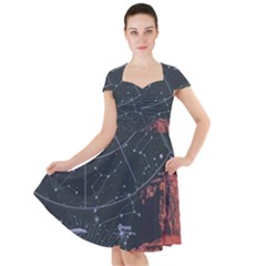 Astrology Surreal Surrealism Trippy Visual Art Cap Sleeve Midi Dress by Bedest