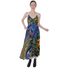 Psychedelic Digital Art Artwork Landscape Colorful Tie Back Maxi Dress by Bedest