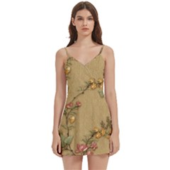 Flowers, Branches, Desenho, Edge, Leaves Body Wrap Sleeveless V-neck Mini Dress by kyorashop23