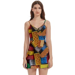 Lego, Toy Block, Colorfulness Body Wrap Sleeveless V-neck Mini Dress by kyorashop23