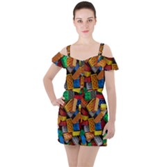 Lego, Toy Block, Colorfulness Ruffle Cut Out Chiffon Playsuit by kyorashop23