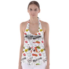 Pattern Seamless Texture Cartoon Tie Back Tankini Top by Bedest