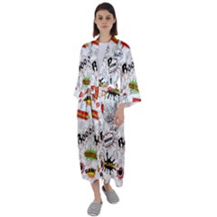 Pattern Seamless Texture Cartoon Maxi Satin Kimono by Bedest