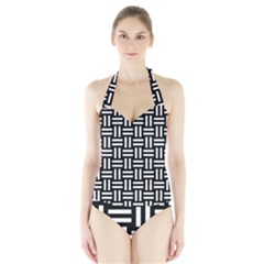 Frets Mosaic Pattern Geometric Halter Swimsuit by Bedest