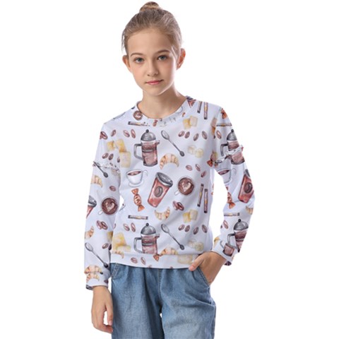 Coffee Mania Caffeine Kids  Long Sleeve T-shirt With Frill  by Bedest