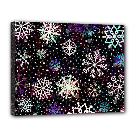 Shiny Winter Snowflake Abstract Christmas Cold Crystal December Canvas 14  X 11  (stretched) by Bedest