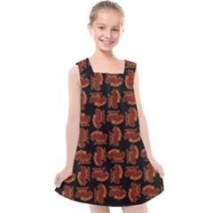 Fantasy Skeleton Dragon Hand Drawn Motif Pattern Kids  Cross Back Dress by dflcprintsclothing