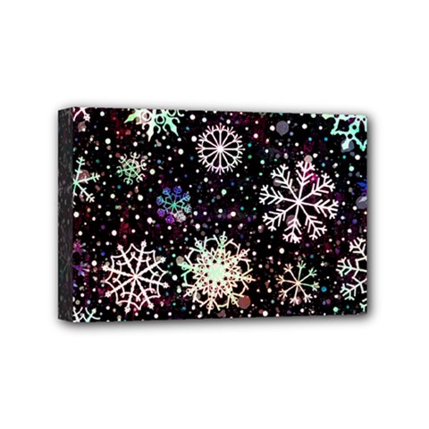 Shiny Winter Snowflake Abstract Christmas Cold Crystal December Mini Canvas 6  X 4  (stretched) by Bedest