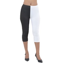 Elegnat Bw Print Lightweight Velour Capri Leggings  by dflcprintsclothing