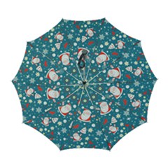 Christmas Pattern, Pattern, Christmas, Santa, Blue Automatic Folding Umbrella With Case (large) by kyorashop23