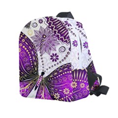 Purple Butterflies, Abstract, Floral, Flowers Kids  Age 2-4 Lightweight Preschool Backpack by kyorashop23