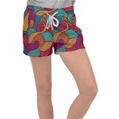 Swirly, Abstract, Multi Colored, Pattern, Women s Velour Lounge Shorts by kyorashop23