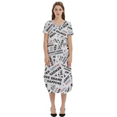 Embrace The Magic Inspirational Phrase Pattern T-shirt Midi Dress With Pockets by dflcprintsclothing