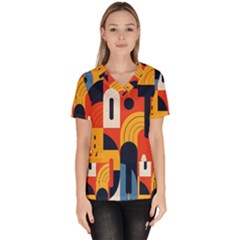 Abstract Pattern Design Women s V-neck Scrub Top by Salmanaz77