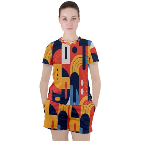 Abstract Pattern Design Women s T-shirt And Shorts Set by Salmanaz77