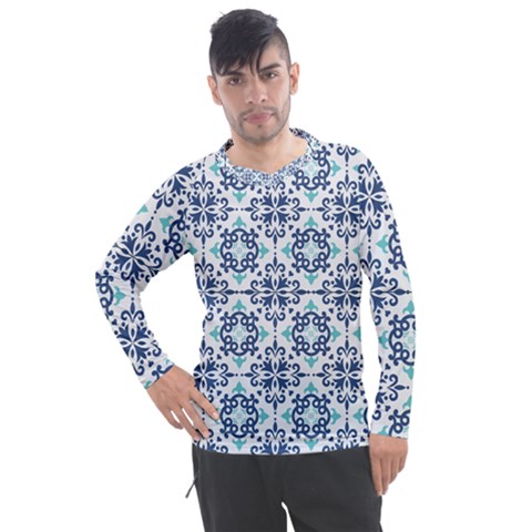 Tiles Abstract Pattern Texture Design Men s Pique Long Sleeve T-shirt by Salmanaz77