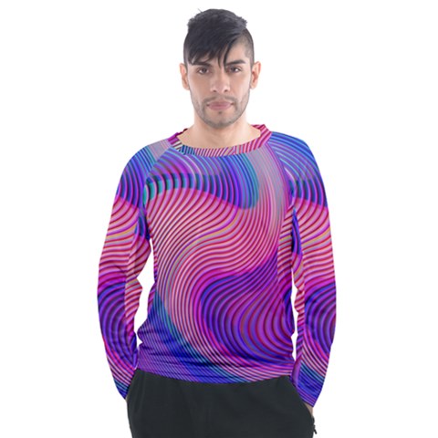 Swirl Twirl Design Pattern Purple Men s Long Sleeve Raglan T-shirt by Salmanaz77