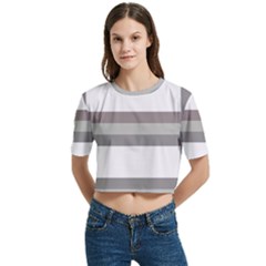 Minimal Mixed Abstract Lines Print Copia Women s Round Neck Short Sleeve Crop Top by dflcprintsclothing