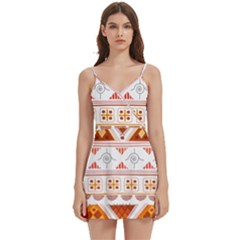 Bright Aztec Ethnic Seamless Pattern Body Wrap Sleeveless V-neck Mini Dress by Bedest